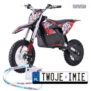 Motor PIT BIKE na akumulator - czerwony, 1x1000W 36V/10.4Ah Li-ion, pompowane koła, ekoskóra, kluczyki [HP116E]