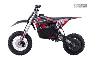 Motor PIT BIKE na akumulator - czerwony, 1x1000W 36V/10.4Ah Li-ion, pompowane koła, ekoskóra, kluczyki [HP116E]
