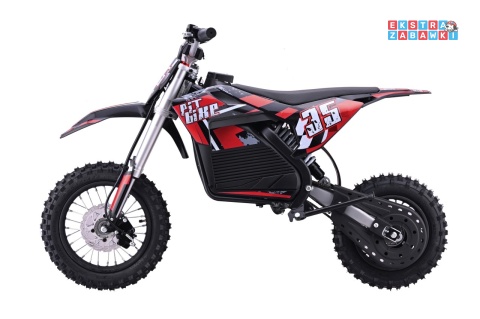 Motor PIT BIKE na akumulator - czerwony, 1x1000W 36V/10.4Ah Li-ion, pompowane koła, ekoskóra, kluczyki [HP116E]