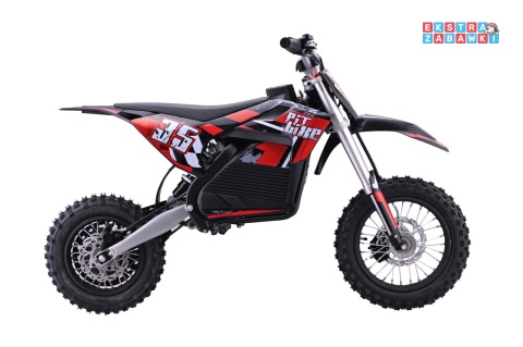 Motor PIT BIKE na akumulator - czerwony, 1x1000W 36V/10.4Ah Li-ion, pompowane koła, ekoskóra, kluczyki [HP116E]