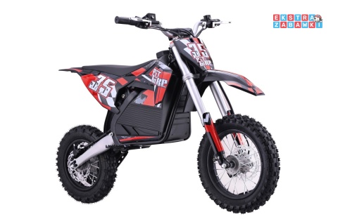 Motor PIT BIKE na akumulator - czerwony, 1x1000W 36V/10.4Ah Li-ion, pompowane koła, ekoskóra, kluczyki [HP116E]