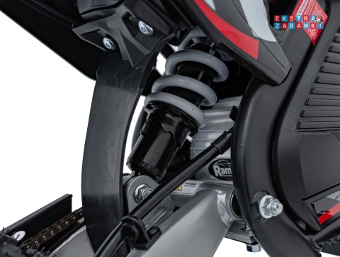 Motor PIT BIKE na akumulator - czerwony, 1x1000W 36V/10.4Ah Li-ion, pompowane koła, ekoskóra, kluczyki [HP116E]