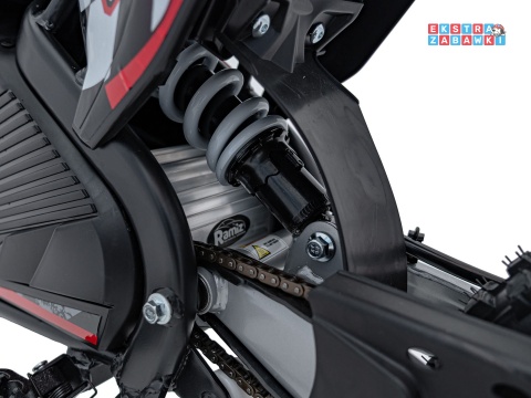 Motor PIT BIKE na akumulator - czerwony, 1x1000W 36V/10.4Ah Li-ion, pompowane koła, ekoskóra, kluczyki [HP116E]