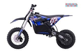Motor PIT BIKE na akumulator - niebieski, 1x1000W 36V/10.4Ah Li-ion, pompowane koła, ekoskóra, kluczyki [HP116E]