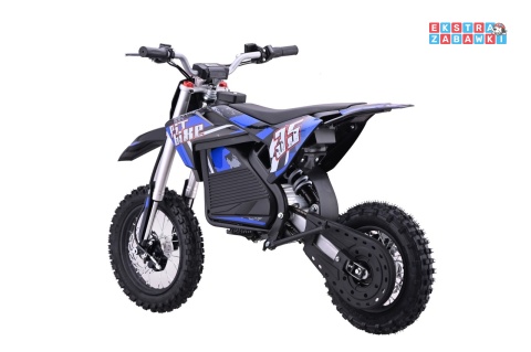 Motor PIT BIKE na akumulator - niebieski, 1x1000W 36V/10.4Ah Li-ion, pompowane koła, ekoskóra, kluczyki [HP116E]