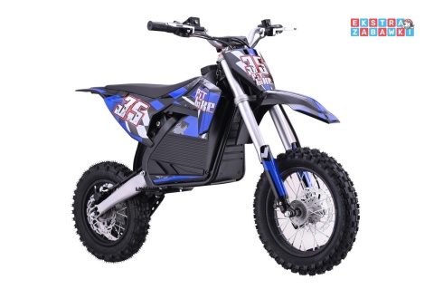 Motor PIT BIKE na akumulator - niebieski, 1x1000W 36V/10.4Ah Li-ion, pompowane koła, ekoskóra, kluczyki [HP116E]
