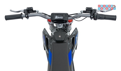 Motor PIT BIKE na akumulator - niebieski, 1x1000W 36V/10.4Ah Li-ion, pompowane koła, ekoskóra, kluczyki [HP116E]