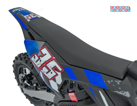 Motor PIT BIKE na akumulator - niebieski, 1x1000W 36V/10.4Ah Li-ion, pompowane koła, ekoskóra, kluczyki [HP116E]