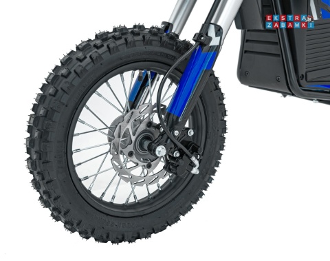 Motor PIT BIKE na akumulator - niebieski, 1x1000W 36V/10.4Ah Li-ion, pompowane koła, ekoskóra, kluczyki [HP116E]