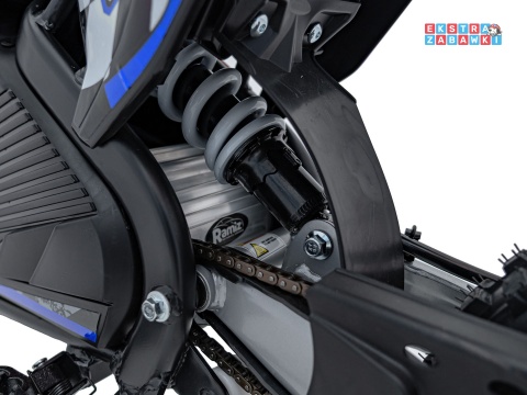 Motor PIT BIKE na akumulator - niebieski, 1x1000W 36V/10.4Ah Li-ion, pompowane koła, ekoskóra, kluczyki [HP116E]