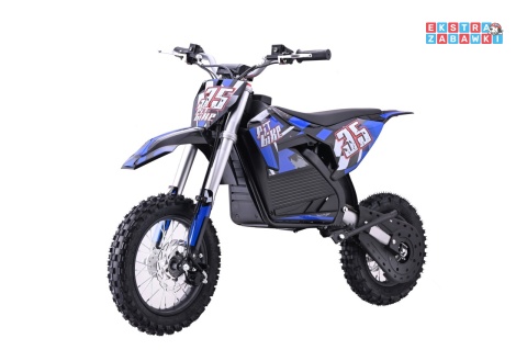 Motor PIT BIKE na akumulator - niebieski, 1x1000W 36V/10.4Ah Li-ion, pompowane koła, ekoskóra, kluczyki [HP116E]