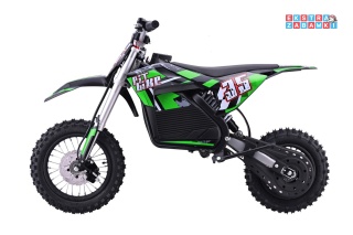 Motor PIT BIKE na akumulator - zielony, 1x1000W 36V/10.4Ah Li-ion, pompowane koła, ekoskóra, kluczyki [HP116E]