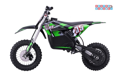 Motor PIT BIKE na akumulator - zielony, 1x1000W 36V/10.4Ah Li-ion, pompowane koła, ekoskóra, kluczyki [HP116E]