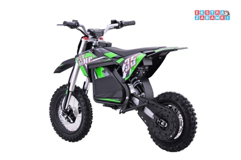Motor PIT BIKE na akumulator - zielony, 1x1000W 36V/10.4Ah Li-ion, pompowane koła, ekoskóra, kluczyki [HP116E]