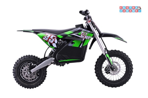 Motor PIT BIKE na akumulator - zielony, 1x1000W 36V/10.4Ah Li-ion, pompowane koła, ekoskóra, kluczyki [HP116E]