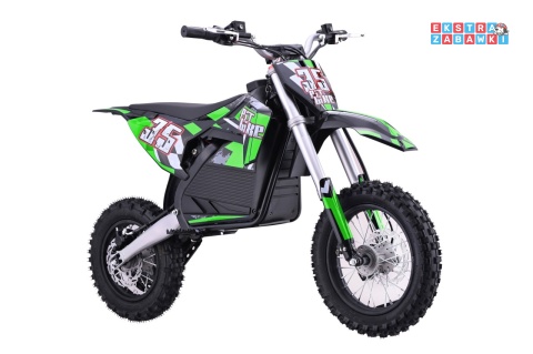 Motor PIT BIKE na akumulator - zielony, 1x1000W 36V/10.4Ah Li-ion, pompowane koła, ekoskóra, kluczyki [HP116E]