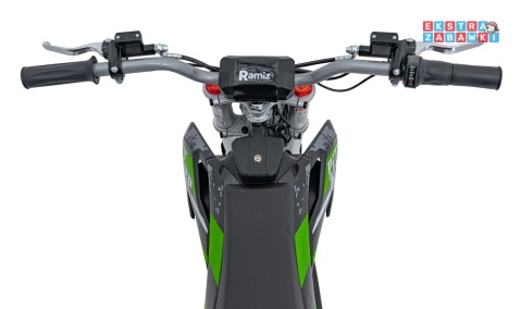 Motor PIT BIKE na akumulator - zielony, 1x1000W 36V/10.4Ah Li-ion, pompowane koła, ekoskóra, kluczyki [HP116E]