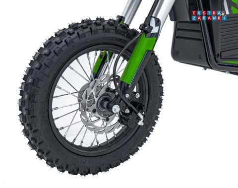 Motor PIT BIKE na akumulator - zielony, 1x1000W 36V/10.4Ah Li-ion, pompowane koła, ekoskóra, kluczyki [HP116E]