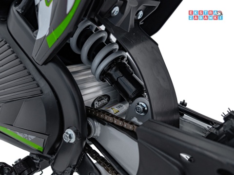 Motor PIT BIKE na akumulator - zielony, 1x1000W 36V/10.4Ah Li-ion, pompowane koła, ekoskóra, kluczyki [HP116E]