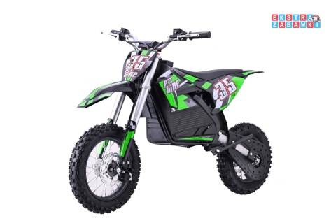 Motor PIT BIKE na akumulator - zielony, 1x1000W 36V/10.4Ah Li-ion, pompowane koła, ekoskóra, kluczyki [HP116E]