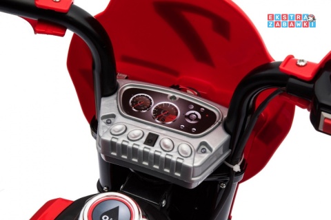 Motorek Cross na akumulator - czerwony, 6V/4.5Ah, gaz w rączce, dźwięki, LED, kółka boczna [BDM0912]