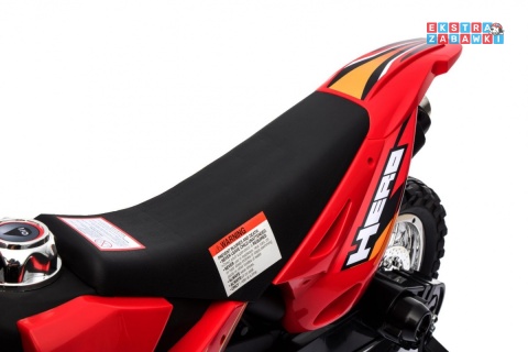 Motorek Cross na akumulator - czerwony, 6V/4.5Ah, gaz w rączce, dźwięki, LED, kółka boczna [BDM0912]