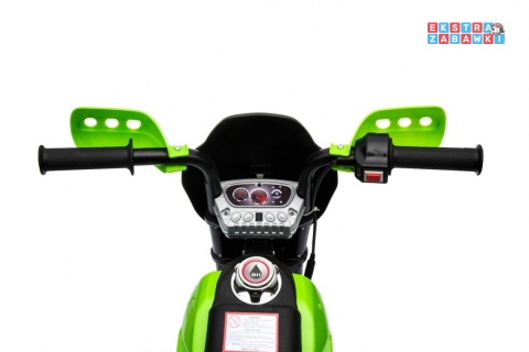 Motorek Cross na akumulator - zielony, 6V/4.5Ah, gaz w rączce, dźwięki, LED, kółka boczna [BDM0912]
