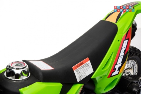 Motorek Cross na akumulator - zielony, 6V/4.5Ah, gaz w rączce, dźwięki, LED, kółka boczna [BDM0912]