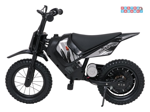Motorek SHARK na akumulator - czarny, 1x150W 12V/4Ah Li-ion, do 15km/h, pompowane opony, hamulec bębnowy [HP02E]
