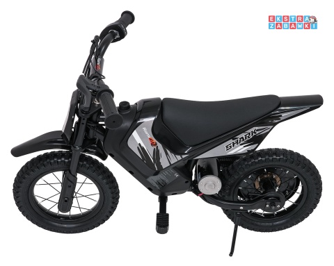 Motorek SHARK na akumulator - czarny, 1x150W 12V/4Ah Li-ion, do 15km/h, pompowane opony, hamulec bębnowy [HP02E]