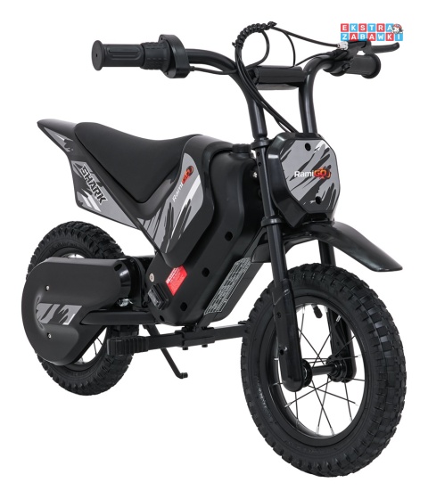 Motorek SHARK na akumulator - czarny, 1x150W 12V/4Ah Li-ion, do 15km/h, pompowane opony, hamulec bębnowy [HP02E]