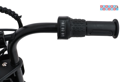 Motorek SHARK na akumulator - czarny, 1x150W 12V/4Ah Li-ion, do 15km/h, pompowane opony, hamulec bębnowy [HP02E]