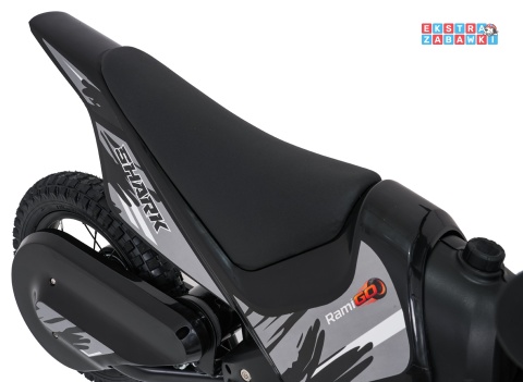Motorek SHARK na akumulator - czarny, 1x150W 12V/4Ah Li-ion, do 15km/h, pompowane opony, hamulec bębnowy [HP02E]