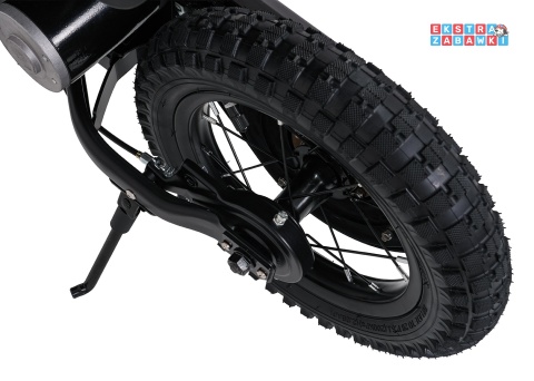 Motorek SHARK na akumulator - czarny, 1x150W 12V/4Ah Li-ion, do 15km/h, pompowane opony, hamulec bębnowy [HP02E]