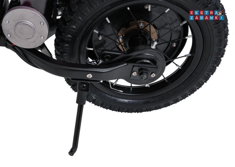 Motorek SHARK na akumulator - czarny, 1x150W 12V/4Ah Li-ion, do 15km/h, pompowane opony, hamulec bębnowy [HP02E]