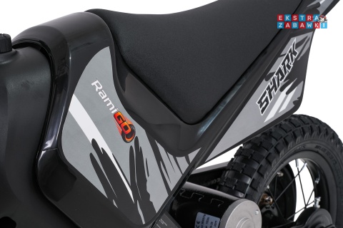 Motorek SHARK na akumulator - czarny, 1x150W 12V/4Ah Li-ion, do 15km/h, pompowane opony, hamulec bębnowy [HP02E]