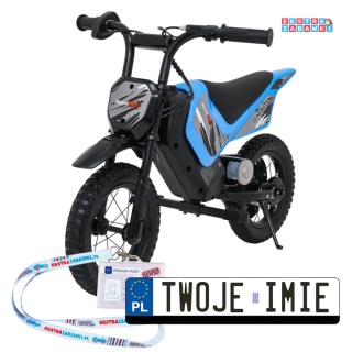 Motorek SHARK na akumulator - niebieski, 1x150W 12V/4Ah Li-ion, do 15km/h, pompowane opony, hamulec bębnowy [HP02E]