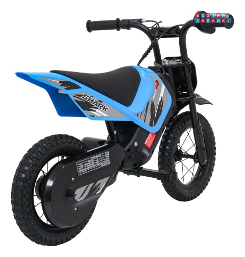 Motorek SHARK na akumulator - niebieski, 1x150W 12V/4Ah Li-ion, do 15km/h, pompowane opony, hamulec bębnowy [HP02E]
