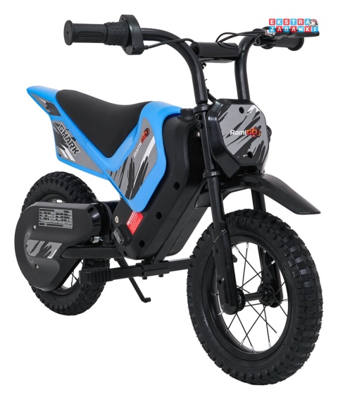 Motorek SHARK na akumulator - niebieski, 1x150W 12V/4Ah Li-ion, do 15km/h, pompowane opony, hamulec bębnowy [HP02E]