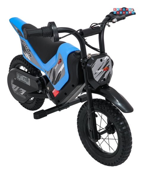 Motorek SHARK na akumulator - niebieski, 1x150W 12V/4Ah Li-ion, do 15km/h, pompowane opony, hamulec bębnowy [HP02E]
