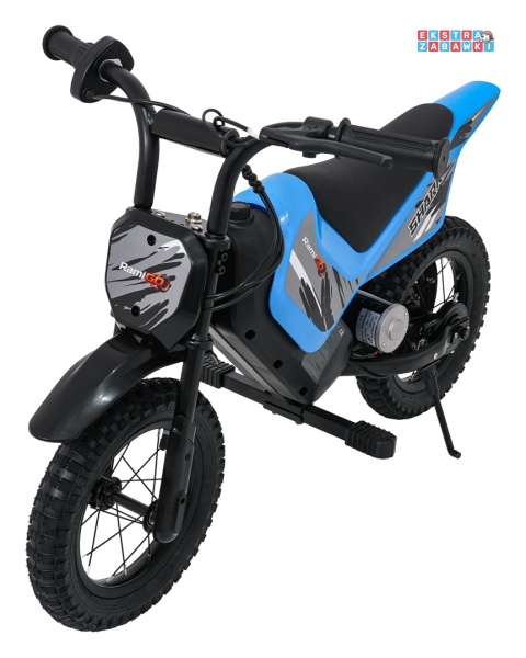 Motorek SHARK na akumulator - niebieski, 1x150W 12V/4Ah Li-ion, do 15km/h, pompowane opony, hamulec bębnowy [HP02E]