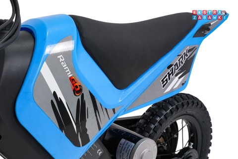 Motorek SHARK na akumulator - niebieski, 1x150W 12V/4Ah Li-ion, do 15km/h, pompowane opony, hamulec bębnowy [HP02E]