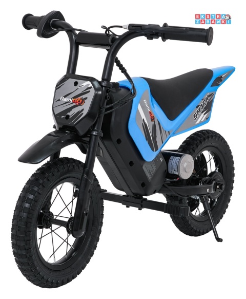 Motorek SHARK na akumulator - niebieski, 1x150W 12V/4Ah Li-ion, do 15km/h, pompowane opony, hamulec bębnowy [HP02E]