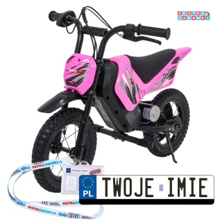 Motorek SHARK na akumulator - różowy, 1x150W 12V/4Ah Li-ion, do 15km/h, pompowane opony, hamulec bębnowy [HP02E]