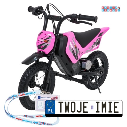 Motorek SHARK na akumulator - różowy, 1x150W 12V/4Ah Li-ion, do 15km/h, pompowane opony, hamulec bębnowy [HP02E]
