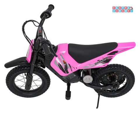 Motorek SHARK na akumulator - różowy, 1x150W 12V/4Ah Li-ion, do 15km/h, pompowane opony, hamulec bębnowy [HP02E]