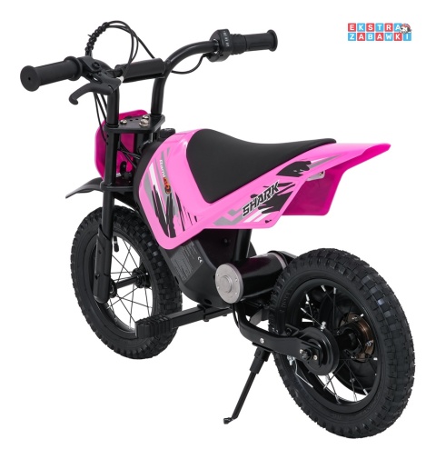 Motorek SHARK na akumulator - różowy, 1x150W 12V/4Ah Li-ion, do 15km/h, pompowane opony, hamulec bębnowy [HP02E]