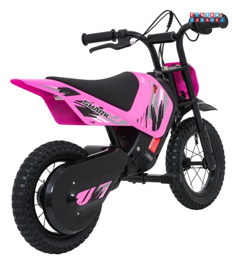 Motorek SHARK na akumulator - różowy, 1x150W 12V/4Ah Li-ion, do 15km/h, pompowane opony, hamulec bębnowy [HP02E]