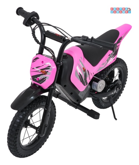 Motorek SHARK na akumulator - różowy, 1x150W 12V/4Ah Li-ion, do 15km/h, pompowane opony, hamulec bębnowy [HP02E]