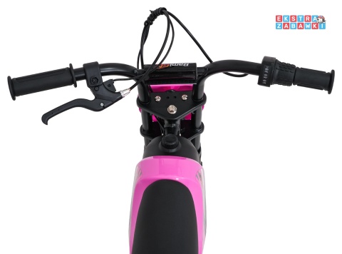 Motorek SHARK na akumulator - różowy, 1x150W 12V/4Ah Li-ion, do 15km/h, pompowane opony, hamulec bębnowy [HP02E]